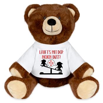 DIET SAYINGS - WEIGHT LOSS - SHARKS - MiniFeet® RecycelBär® Teddy Bear Brown - white - Front