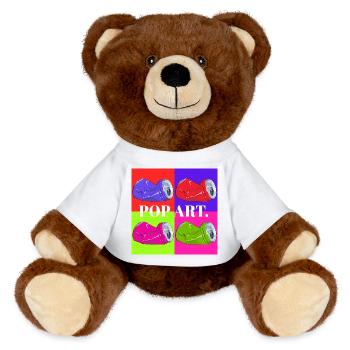 Pop Art Cola Dosen Design - MiniFeet® RecycelBär® Teddy Bear Brown - white - Front