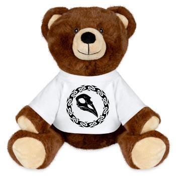 Crâne de corbeau viking noir - Nounours RecycelBär® marron - blanc - Devant