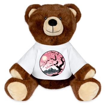 Kirschblüten-Berglandschaft - MiniFeet® RecycelBär® Braun - Weiß - Vorne