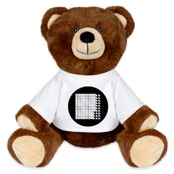 Cyberpunk Glitch Grid - MiniFeet® RecycelBär® Teddy Bear Brown - white - Front