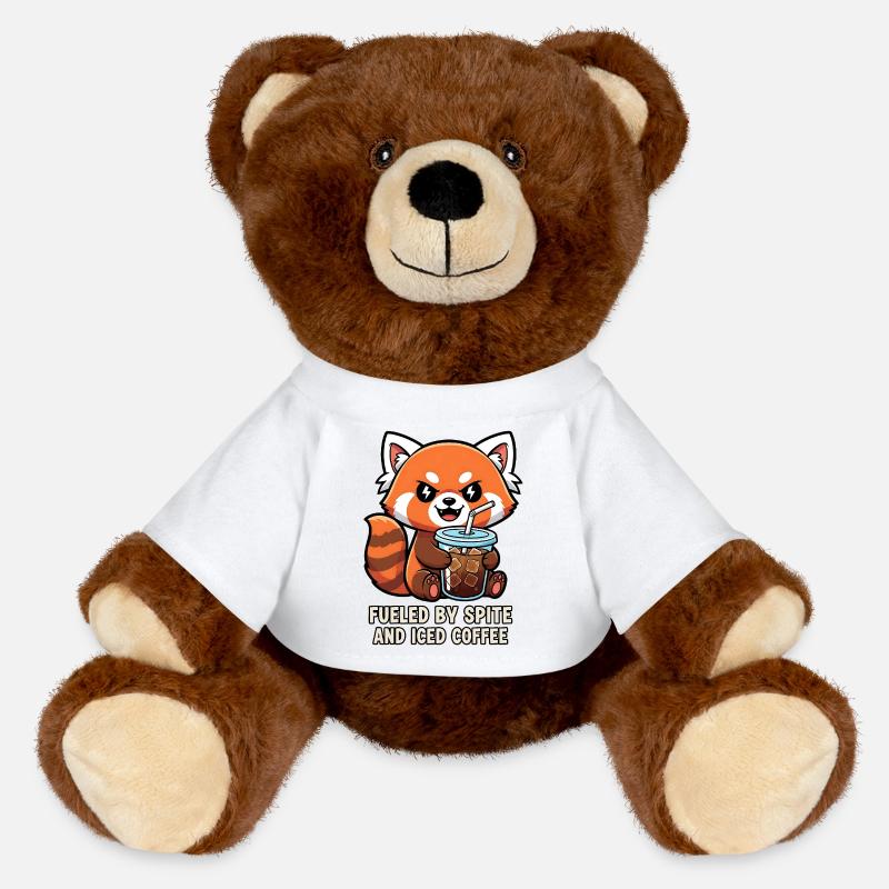 Freches Waschbär-Kaffee-Meme-Design - MiniFeet® RecycelBär® Braun - Weiß
