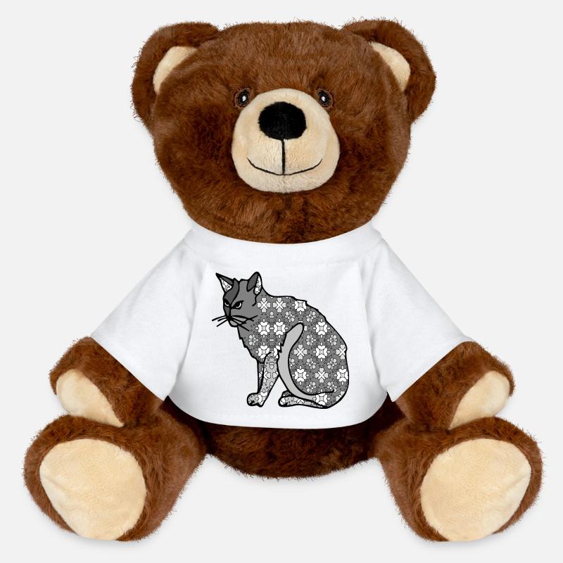 chat - Nounours RecycelBär® marron - blanc