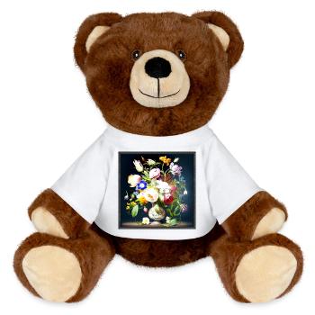Blumenstrauß in Antiker Vase flämischer Barockstil - MiniFeet® RecycelBär® Braun - Weiß - Vorne