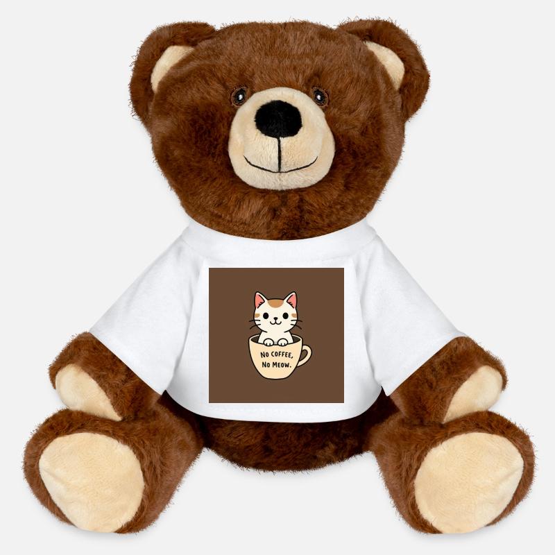 Cat Coffee Saying Design - MiniFeet® RecycelBär® Teddy Bear Brown - white