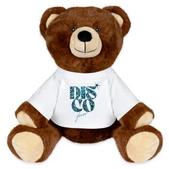 Glitter Disco Fever Blue Design - MiniFeet® RecycelBär® Teddy Bear Brown - white - Front