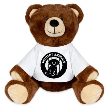 Imprimé chien avec motif de protection contre le commerce des chiots - Nounours RecycelBär® marron - blanc - Devant