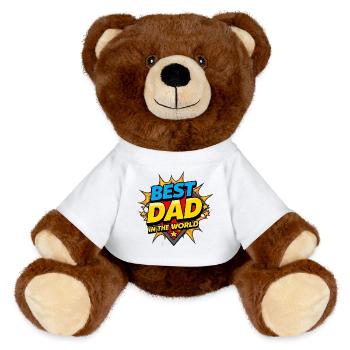Un design de super-héros pour le meilleur papa - Nounours RecycelBär® marron - blanc - Devant
