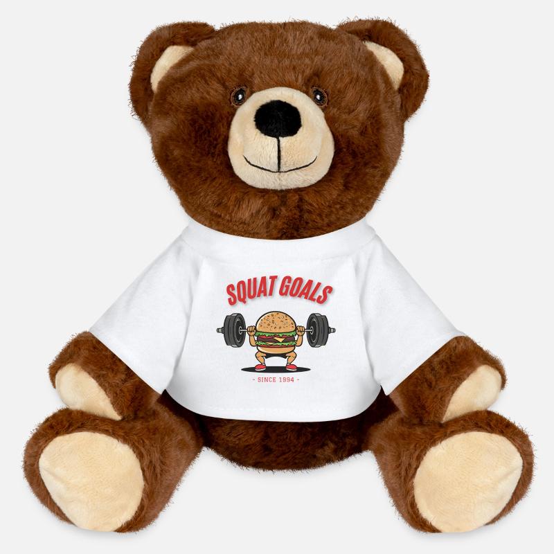 Burger Squat – Squat Goals Since 1994 - MiniFeet® RecycelBär® Teddy Bear Brown - white