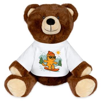 Surferkatze von den Gipfeln in der Sonne - MiniFeet® RecycelBär® Braun - Weiß - Vorne