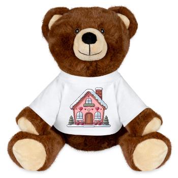 Chalet coeur douillet en hiver - Nounours RecycelBär® marron - blanc - Devant