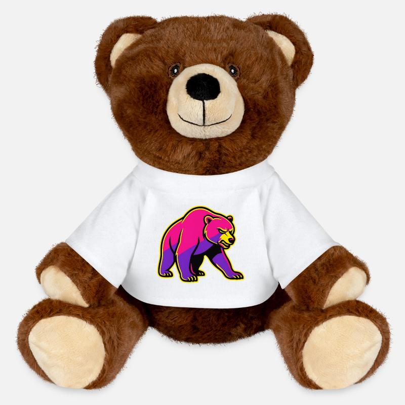 Neon Bär mit Kraft  - MiniFeet® RecycelBär® Braun - Weiß