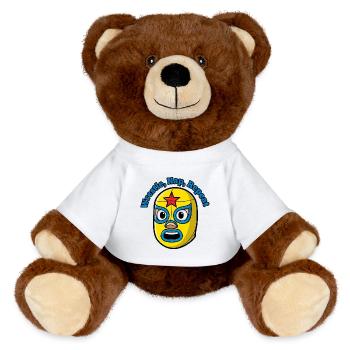 Wrestling Mask Wrestle, Nap Repeat - MiniFeet® RecycelBär® Teddy Bear Brown - white - Front