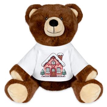 Coeur Maison en pain d’épice Charme enneigé - Nounours RecycelBär® marron - blanc - Devant