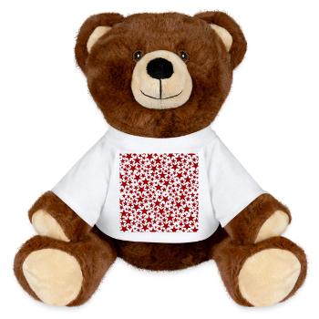 Red star pattern on dark background - MiniFeet® RecycelBär® Teddy Bear Brown - white - Front