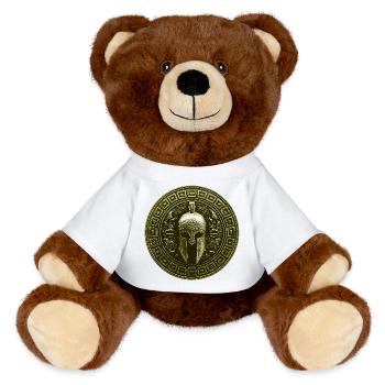 Spartan Helmet Mythology Gladiator - MiniFeet® RecycelBär® Teddy Bear Brown - white - Front