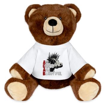 Punkrock Kuh - MiniFeet® RecycelBär® Braun - Weiß - Vorne