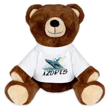 Vague abstraite bleue avec baleine à bosses - Nounours RecycelBär® marron - blanc - Devant