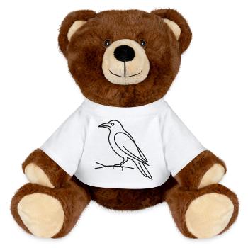 Croquis de corbeau - Motif effrayant d’Halloween - Nounours RecycelBär® marron - blanc - Devant