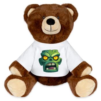 Zombie für Halloween Party - MiniFeet® RecycelBär® Braun - Weiß - Vorne