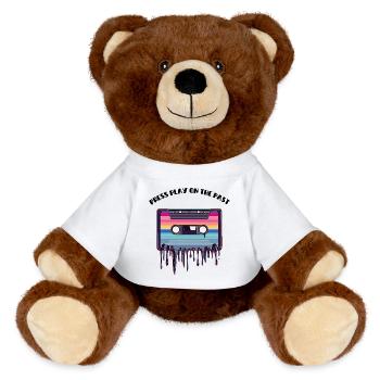 Retro Cassette Tape - Press Play on the Past - MiniFeet® RecycelBär® Teddy Bear Brown - white - Front