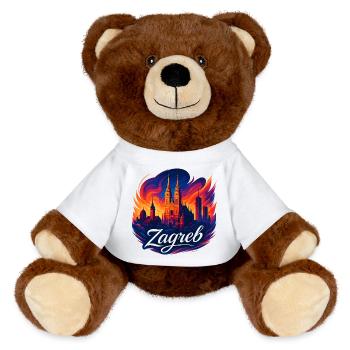 Zagreb capital Croatia silhouette gift - MiniFeet® RecycelBär® Teddy Bear Brown - white - Front