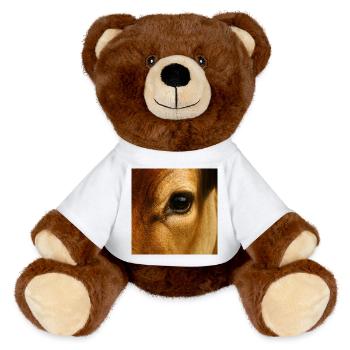 Animal - Cow, Close Up On Eye - MiniFeet® RecycelBär® Teddy Bear Brown - white - Front