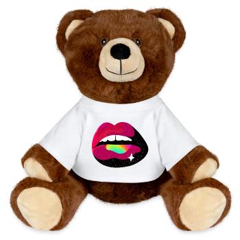 Cosmic Rainbow Lip Kiss - MiniFeet® RecycelBär® Teddy Bear Brown - white - Front