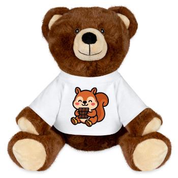 Squirrel with chocolate bar - MiniFeet® RecycelBär® Teddy Bear Brown - white - Front