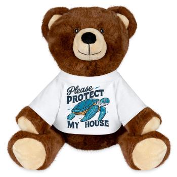 Awareness Ocean Ecology Marine Gift Surfing - MiniFeet® RecycelBär® Teddy Bear Brown - white - Front