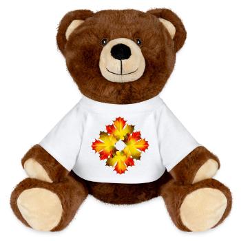 Glowing Maple Leaf Ornament – Autumnal Motif - MiniFeet® RecycelBär® Teddy Bear Brown - white - Front