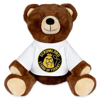 Scrum Lord StandUp Tyrant - MiniFeet® RecycelBär® Teddy Bear Brown - white - Front