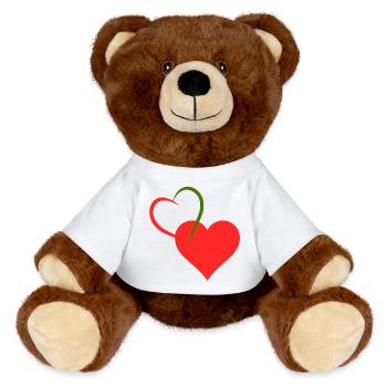 Coeur rouge et vert - Nounours RecycelBär® marron - blanc - Devant