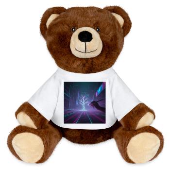Cyberpunk Baum zeichnen - MiniFeet® RecycelBär® Braun - Weiß - Vorne