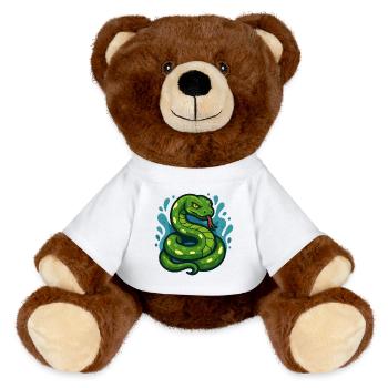 Arbre vert Python serpent en vague - Nounours RecycelBär® marron - blanc - Devant