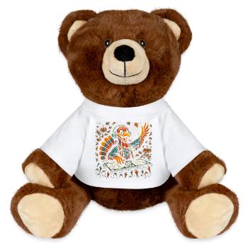Autumn Turkey DJ Artwork - MiniFeet® RecycelBär® Teddy Bear Brown - white - Front