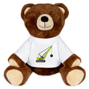 Kran für Abrissbirne - MiniFeet® RecycelBär® Braun - Weiß - Vorne