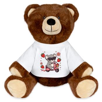 Cool Koala Scooter Rider Kawaii Summer Art - MiniFeet® RecycelBär® Teddy Bear Brown - white - Front