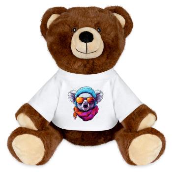 Cool Koala Cartoon Kawaii Wintervibes Kunst - MiniFeet® RecycelBär® Braun - Weiß - Vorne