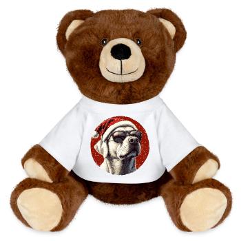 Chien de Noël avec des lunettes de soleil - Nounours RecycelBär® marron - blanc - Devant