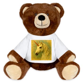 Hot Painted Unicorn Portrait - MiniFeet® RecycelBär® Teddy Bear Brown - white - Front