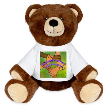 Together we can do much better - MiniFeet® RecycelBär® Teddy Bear Brown - white - Front