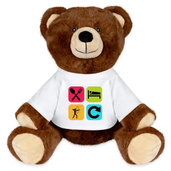 Eat Sleep Archery Repeat Funny Quote Sport - MiniFeet® RecycelBär® Teddy Bear Brown - white - Front