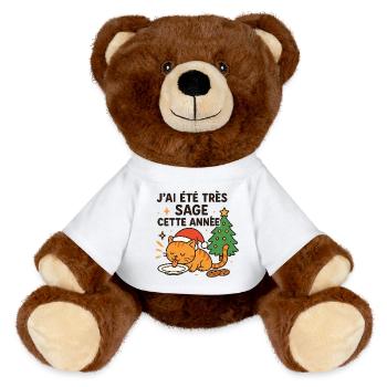 Wise and Gourmet Christmas Cat - MiniFeet® RecycelBär® Teddy Bear Brown - white - Front