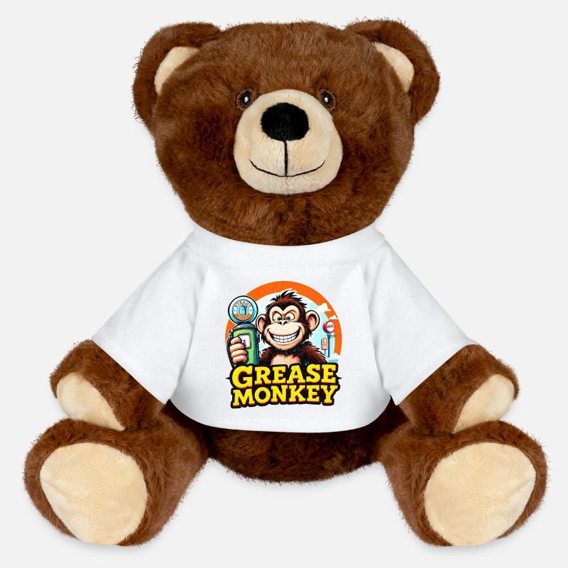 Pompe à carburant rétro GreaseMonkey - Nounours RecycelBär® marron - blanc