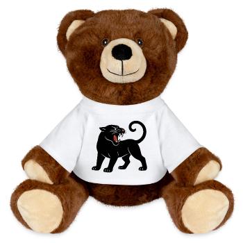 Schwarzer Panther Brüllt - MiniFeet® RecycelBär® Braun - Weiß - Vorne