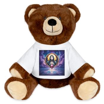 Lunar Arcana: Woman in a Celestial Ring - MiniFeet® RecycelBär® Teddy Bear Brown - white - Front