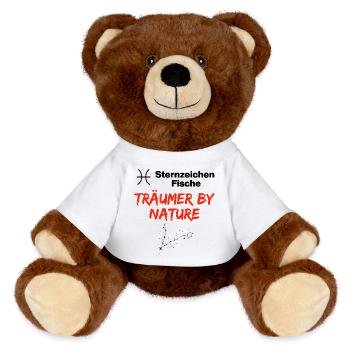 Sternzeichen Fische, Träumer by Nature, Geburtstag - MiniFeet® RecycelBär® Braun - Weiß - Vorne