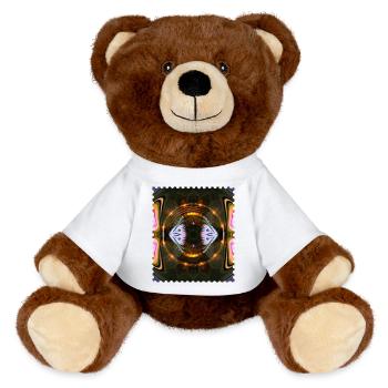 Feuriges Kaleidoskop Mandala - MiniFeet® RecycelBär® Braun - Weiß - Vorne