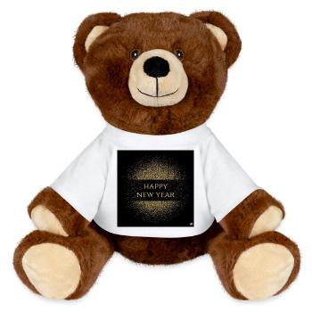 Paillettes dorées Bonne année - Nounours RecycelBär® marron - blanc - Devant